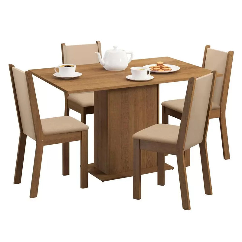 Conjunto Sala de Jantar em Madeira Nobre Tioeasy™ - 4 Cadeiras