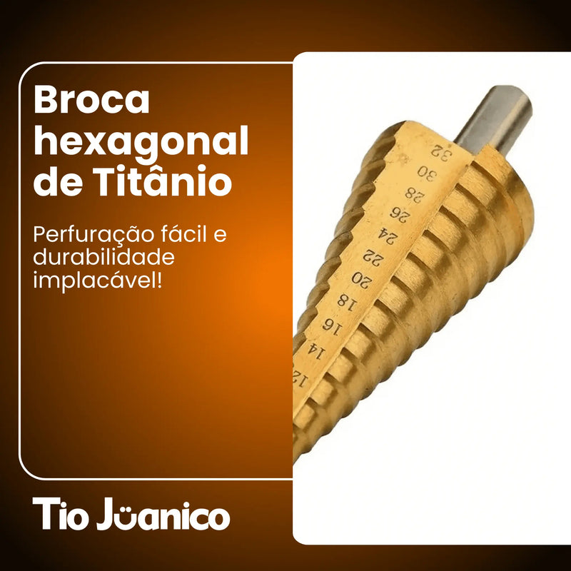 Broca Hexagonal de Titânio - Jogo c/ 3 peças