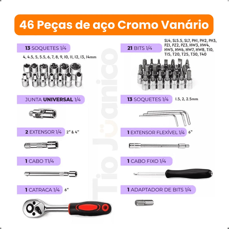 Kit de Ferramentas Tioeasy™ - 46 peças