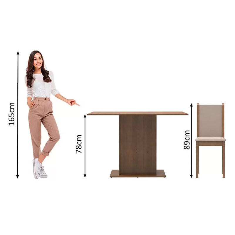 Conjunto Sala de Jantar em Madeira Nobre Tioeasy™ - 4 Cadeiras