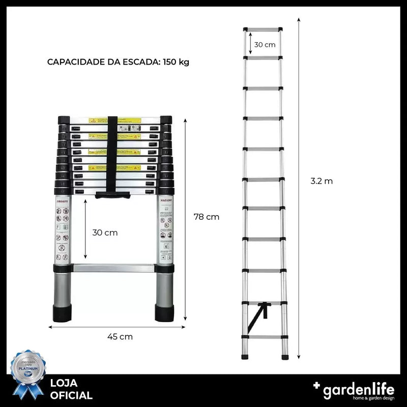 Escada Telescópica Extensível Tioeasy™ 11 Degraus