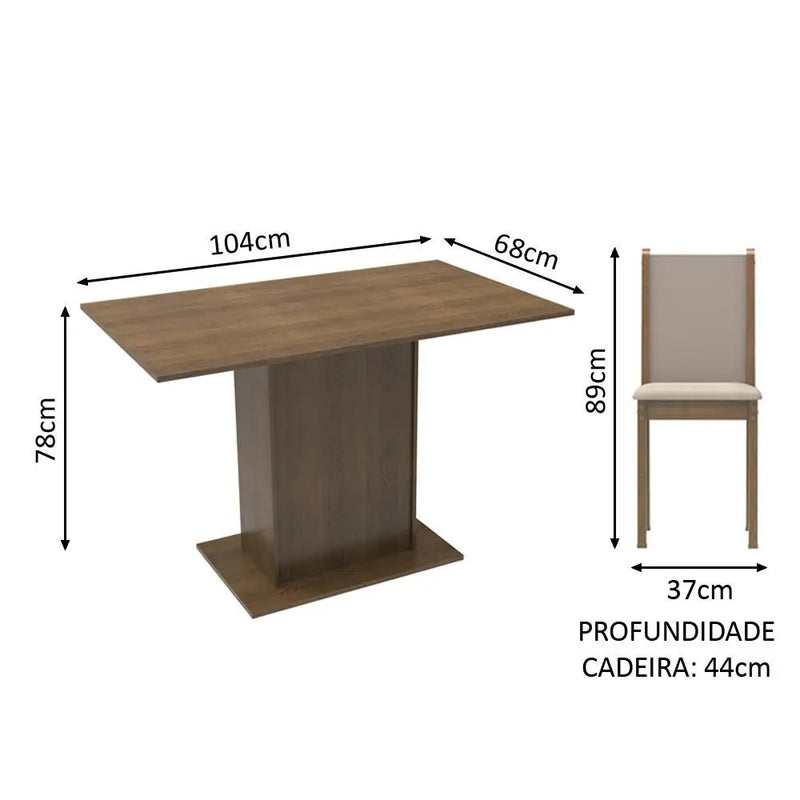 Conjunto Sala de Jantar em Madeira Nobre Tioeasy™ - 4 Cadeiras