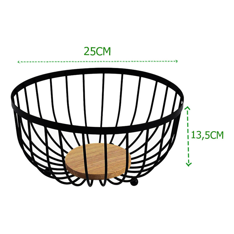 Fruteira de Metal Tioeasy™ - com Fundo de Madeira